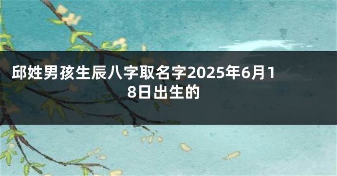 邱姓男孩生辰八字取名字2025年6月18日出生的