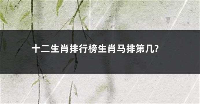十二生肖排行榜生肖马排第几?