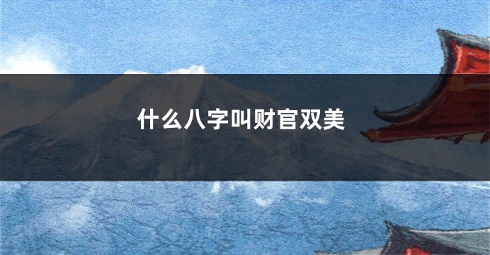 什么八字叫财官双美