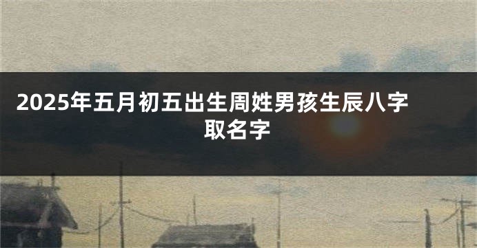 2025年五月初五出生周姓男孩生辰八字取名字