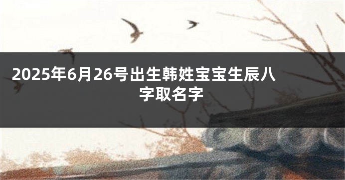 2025年6月26号出生韩姓宝宝生辰八字取名字