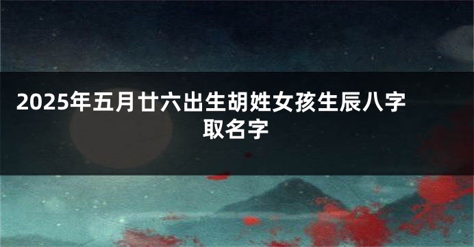 2025年五月廿六出生胡姓女孩生辰八字取名字
