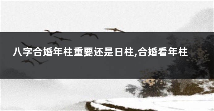八字合婚年柱重要还是日柱,合婚看年柱