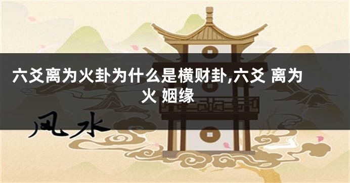 六爻离为火卦为什么是横财卦,六爻 离为火 姻缘