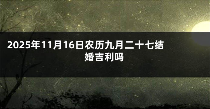 2025年11月16日农历九月二十七结婚吉利吗