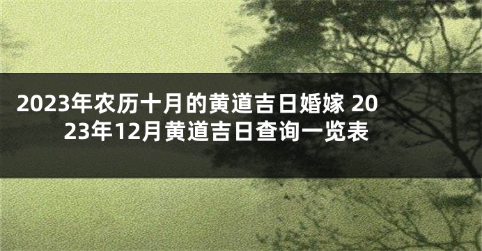 2023年农历十月的黄道吉日婚嫁 2023年12月黄道吉日查询一览表