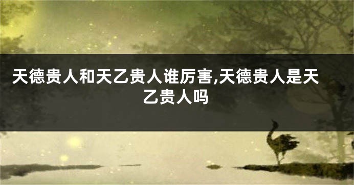 天德贵人和天乙贵人谁厉害,天德贵人是天乙贵人吗