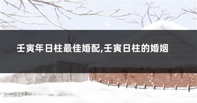 壬寅年日柱最佳婚配,壬寅日柱的婚姻