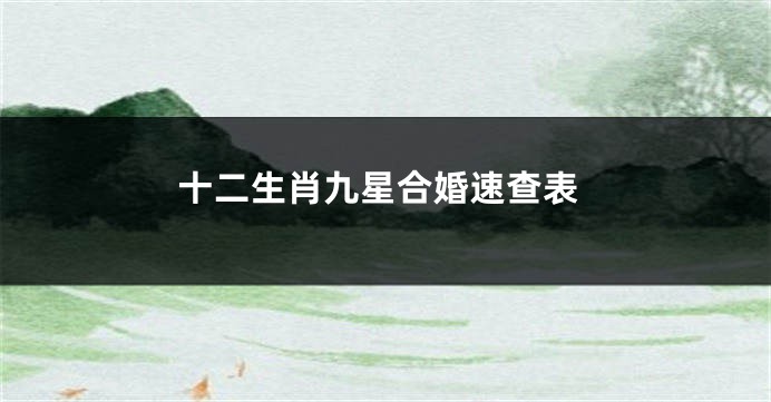 十二生肖九星合婚速查表