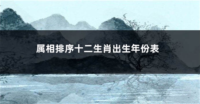 属相排序十二生肖出生年份表