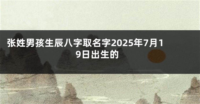 张姓男孩生辰八字取名字2025年7月19日出生的