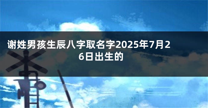 谢姓男孩生辰八字取名字2025年7月26日出生的