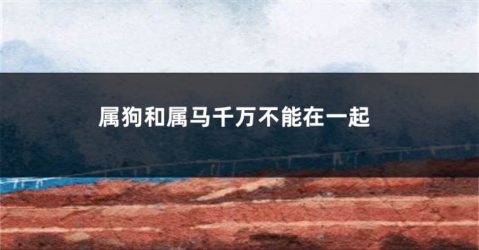 属狗和属马千万不能在一起