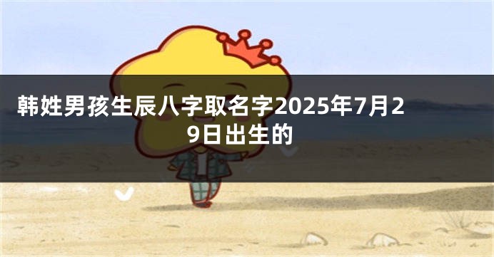 韩姓男孩生辰八字取名字2025年7月29日出生的