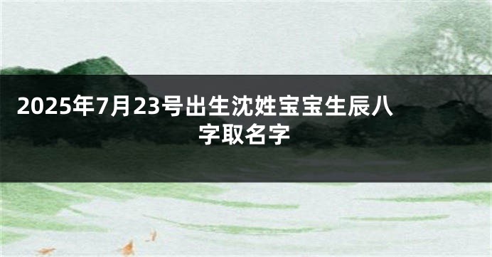 2025年7月23号出生沈姓宝宝生辰八字取名字