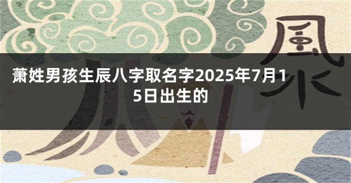 萧姓男孩生辰八字取名字2025年7月15日出生的