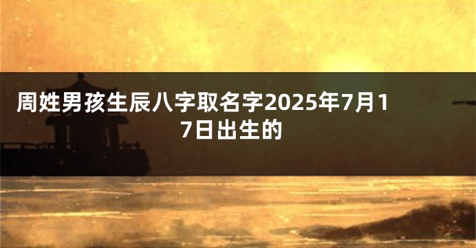 周姓男孩生辰八字取名字2025年7月17日出生的
