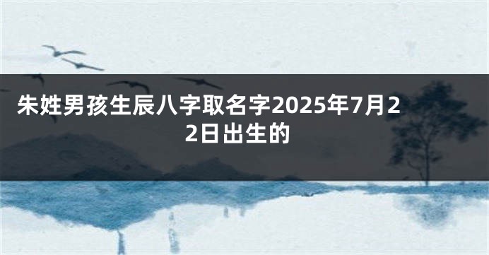 朱姓男孩生辰八字取名字2025年7月22日出生的