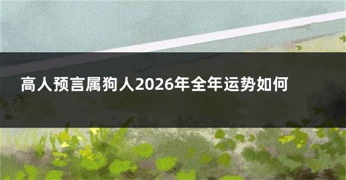 高人预言属狗人2026年全年运势如何