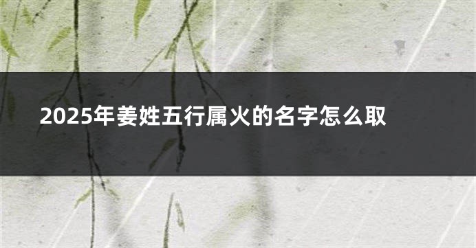 2025年姜姓五行属火的名字怎么取