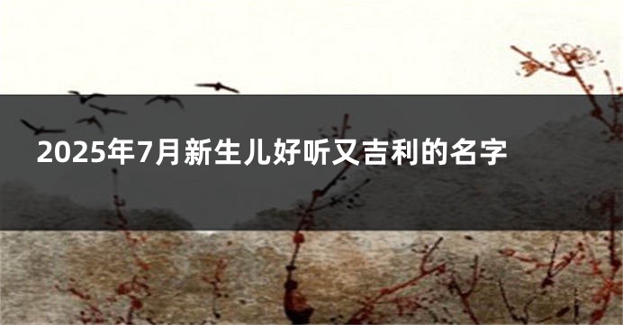 2025年7月新生儿好听又吉利的名字