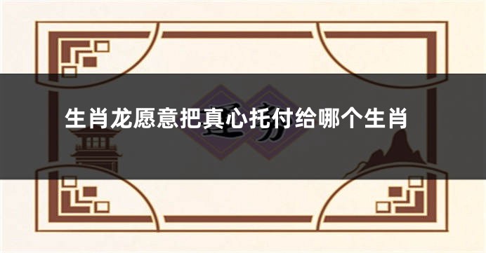 生肖龙愿意把真心托付给哪个生肖