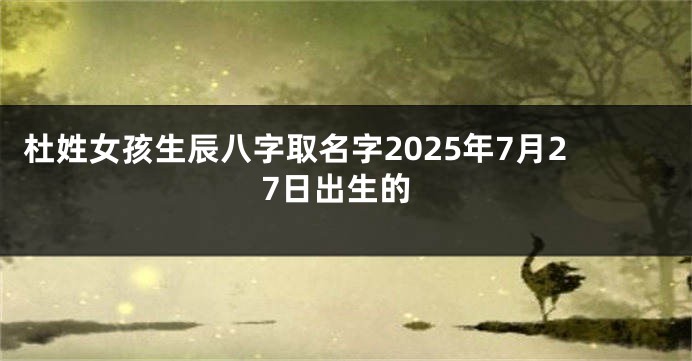 杜姓女孩生辰八字取名字2025年7月27日出生的