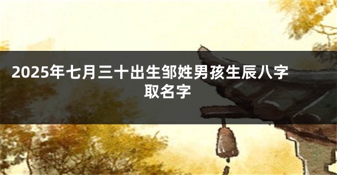 2025年七月三十出生邹姓男孩生辰八字取名字
