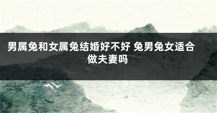 男属兔和女属兔结婚好不好 兔男兔女适合做夫妻吗