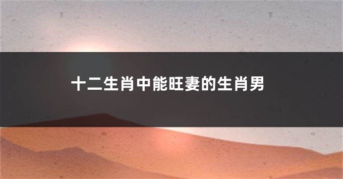 十二生肖中能旺妻的生肖男