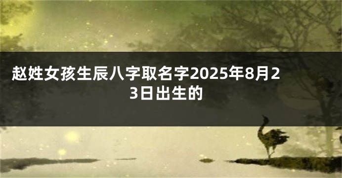 赵姓女孩生辰八字取名字2025年8月23日出生的