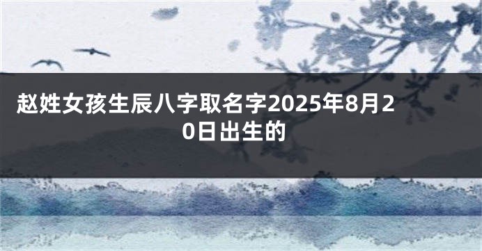 赵姓女孩生辰八字取名字2025年8月20日出生的
