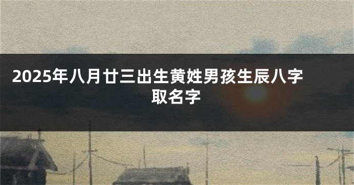 2025年八月廿三出生黄姓男孩生辰八字取名字