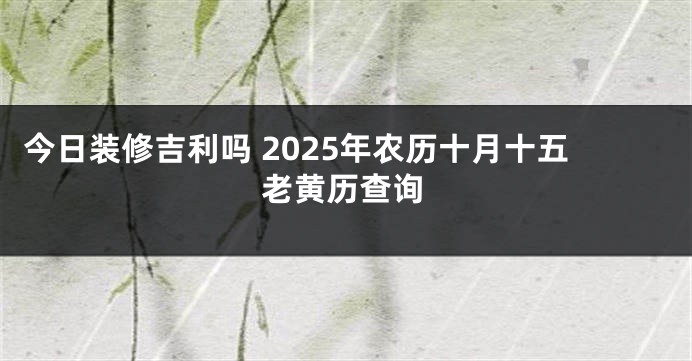今日装修吉利吗 2025年农历十月十五老黄历查询