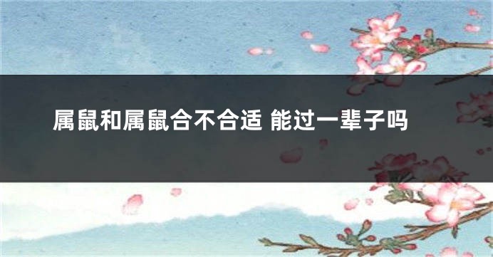 属鼠和属鼠合不合适 能过一辈子吗