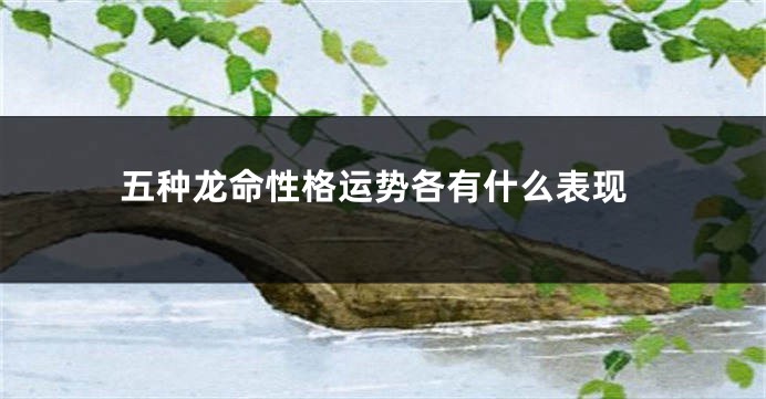 五种龙命性格运势各有什么表现