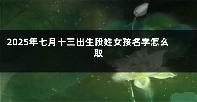 2025年七月十三出生段姓女孩名字怎么取