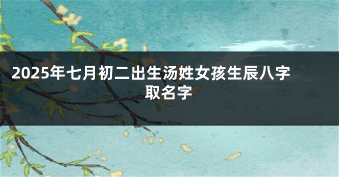2025年七月初二出生汤姓女孩生辰八字取名字
