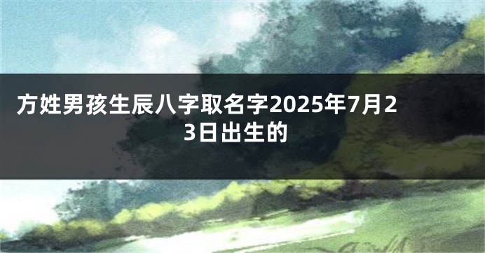 方姓男孩生辰八字取名字2025年7月23日出生的