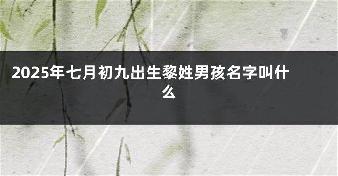 2025年七月初九出生黎姓男孩名字叫什么