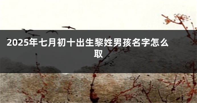 2025年七月初十出生黎姓男孩名字怎么取