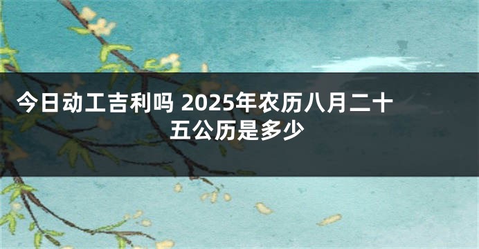 今日动工吉利吗 2025年农历八月二十五公历是多少