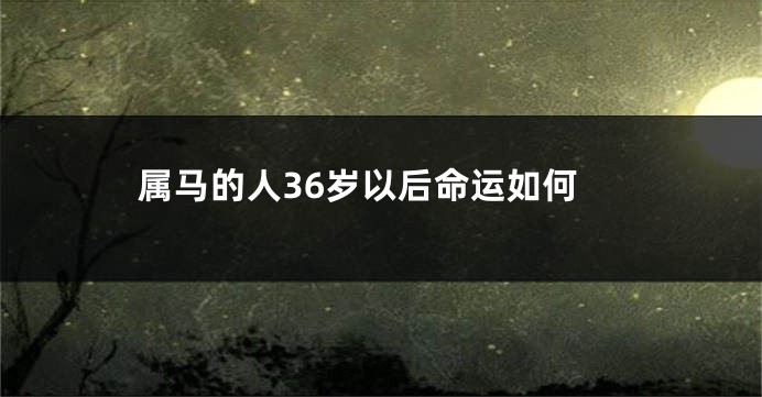 属马的人36岁以后命运如何