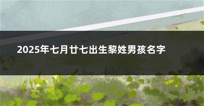 2025年七月廿七出生黎姓男孩名字