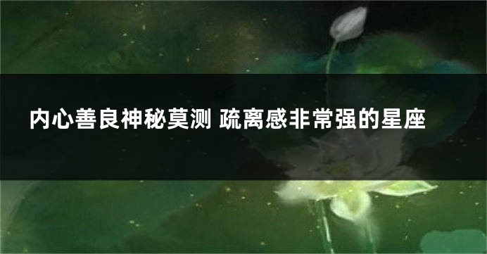 内心善良神秘莫测 疏离感非常强的星座