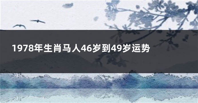 1978年生肖马人46岁到49岁运势
