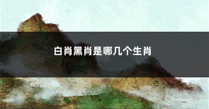 白肖黑肖是哪几个生肖