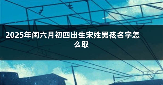 2025年闰六月初四出生宋姓男孩名字怎么取