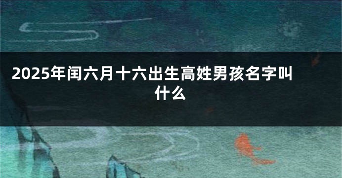 2025年闰六月十六出生高姓男孩名字叫什么