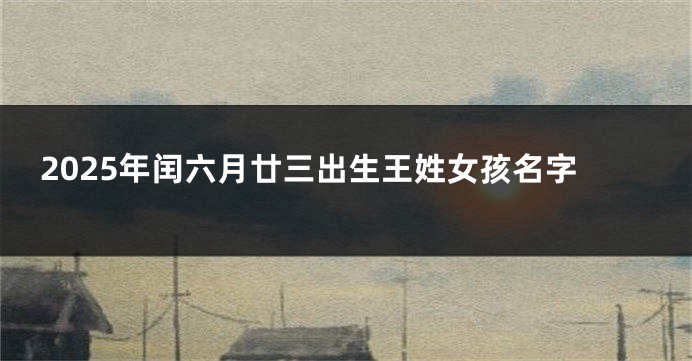 2025年闰六月廿三出生王姓女孩名字